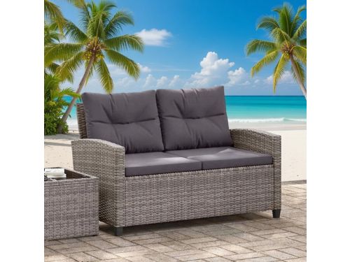 Luxe 2-zits Tuinbank met Kussens - Moderne Rotan Bank voor