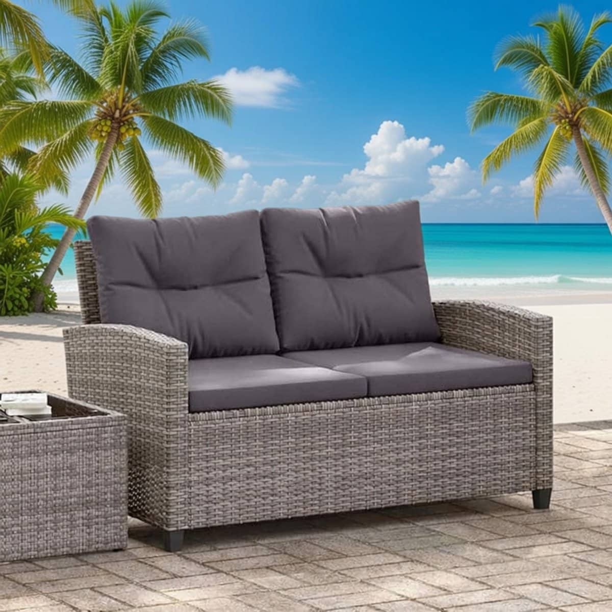 luxe 2 zits tuinbank met kussens moderne rotan bank voor