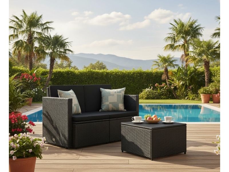 Luxe 2-Zits Tuinbank van Poly Rattan met Comfortabele Kussens
