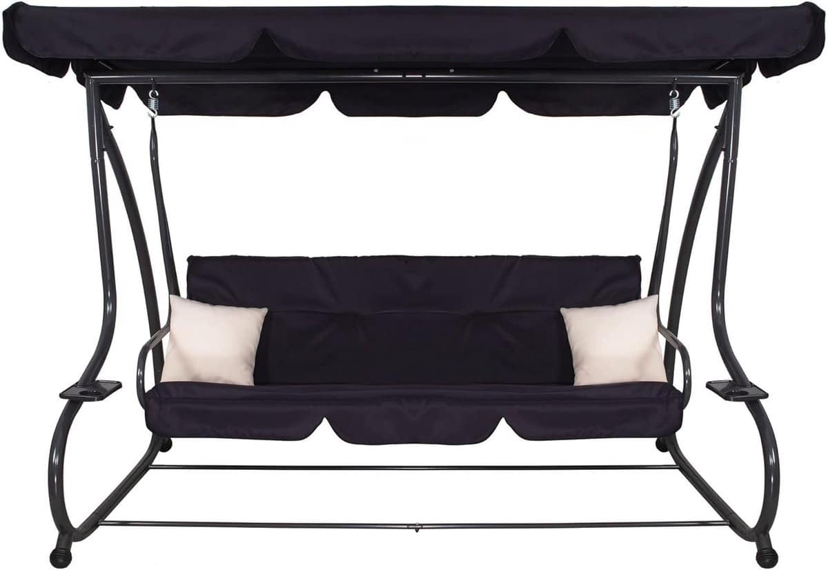 luxe 3 persoons schommelbank met verstelbaar waterafstotend dak