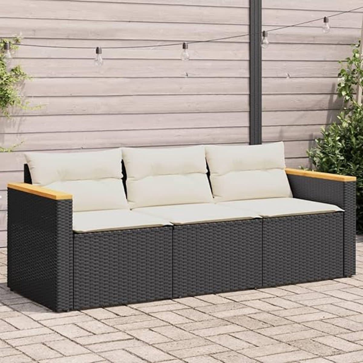 luxe 3 zits tuinbank van poly rattan met comfortabele kussens