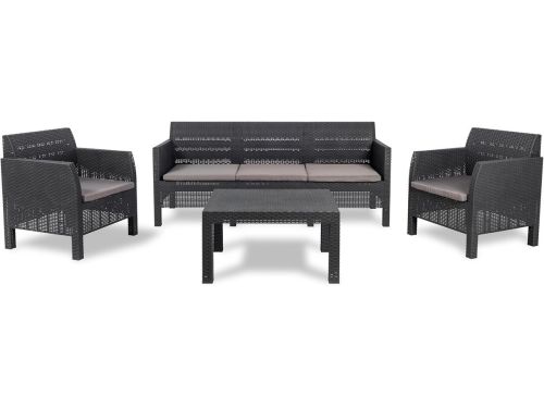 Luxe 5-delige tuinmeubelset met bank, stoelen en salontafel in rotan-look