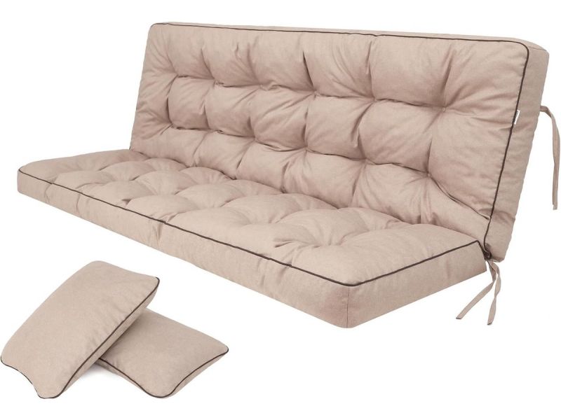 Luxe Bankkussen Set voor Buitenbank en Schommelbank 140x49x56 cm Beige