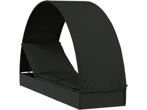 Luxe Ligbed met Rond Dak en Poly Rattan Bekleding voor