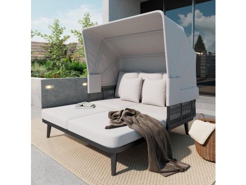 Luxe Ligbed voor 2 Personen met Ligfunctie en Verstelbaar Dak