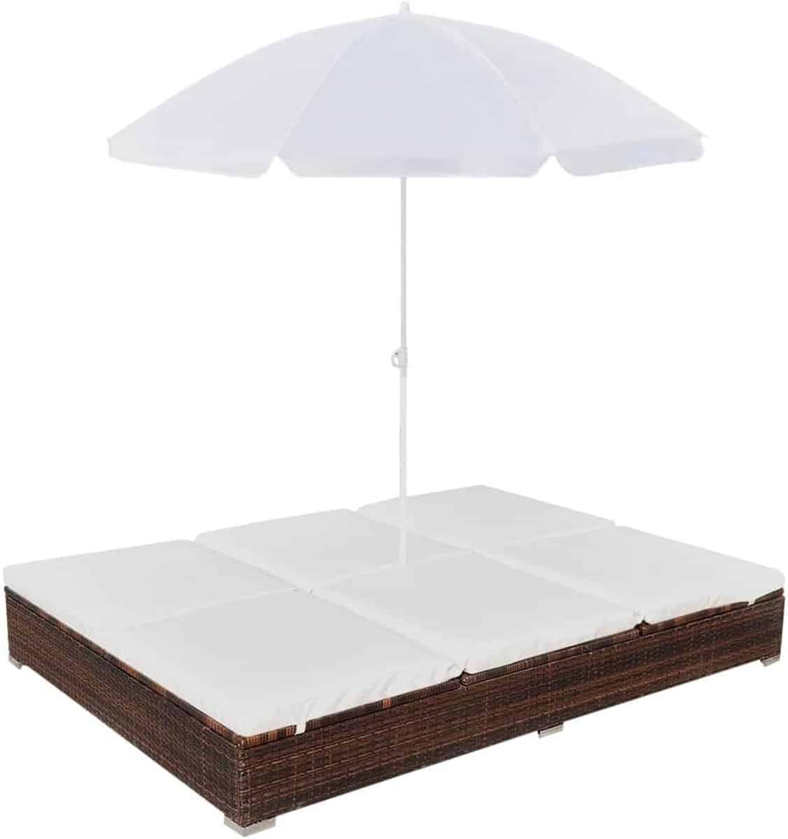 luxe loungebed voor 2 personen met parasol weerbestendig poly