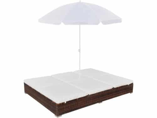 Luxe Loungebed voor 2 Personen met Parasol - Weerbestendig Poly