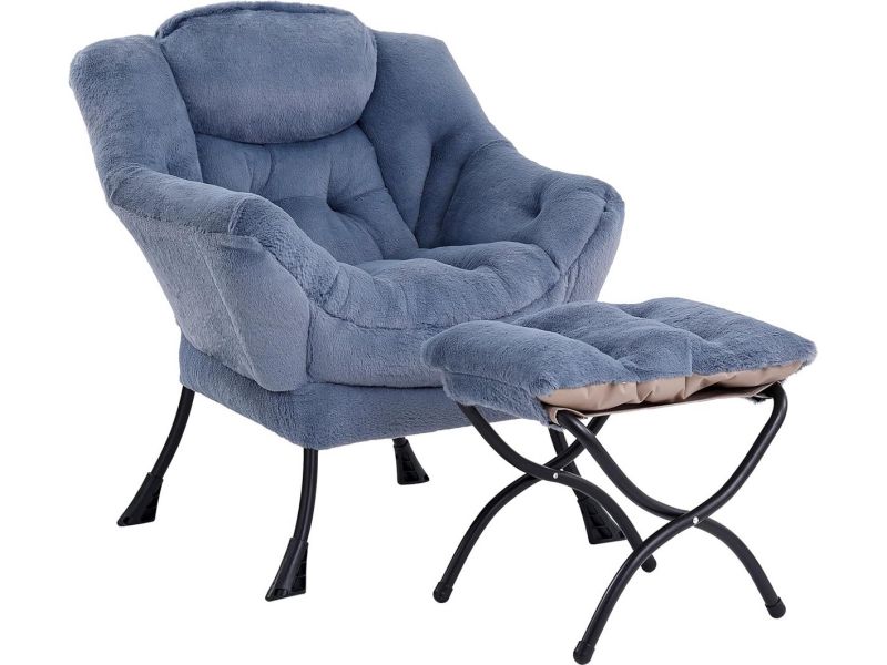 Luxe Luie Stoel met Ottomaanse Voetsteun en Zijvak