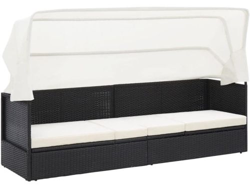 Luxe Poly Rattan Tuinbank met Verstelbare Luifel voor Terras en