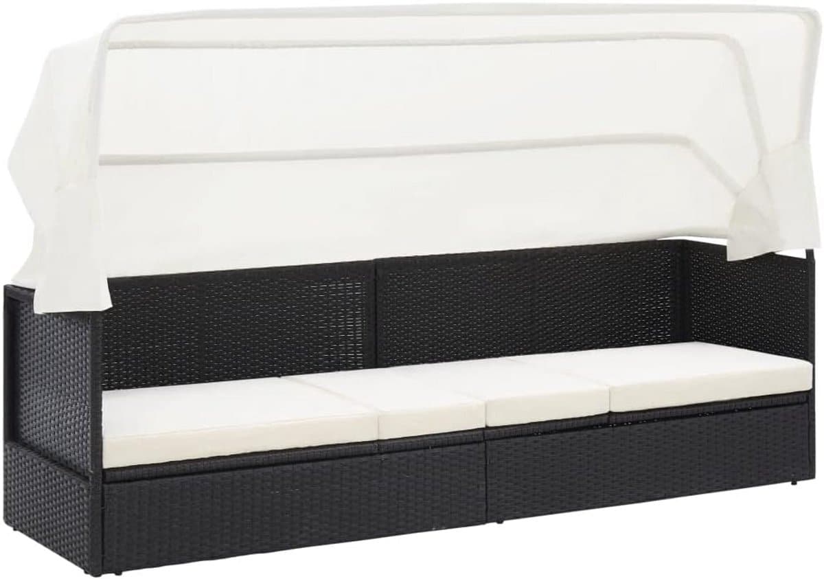 luxe poly rattan tuinbank met verstelbare luifel voor terras en