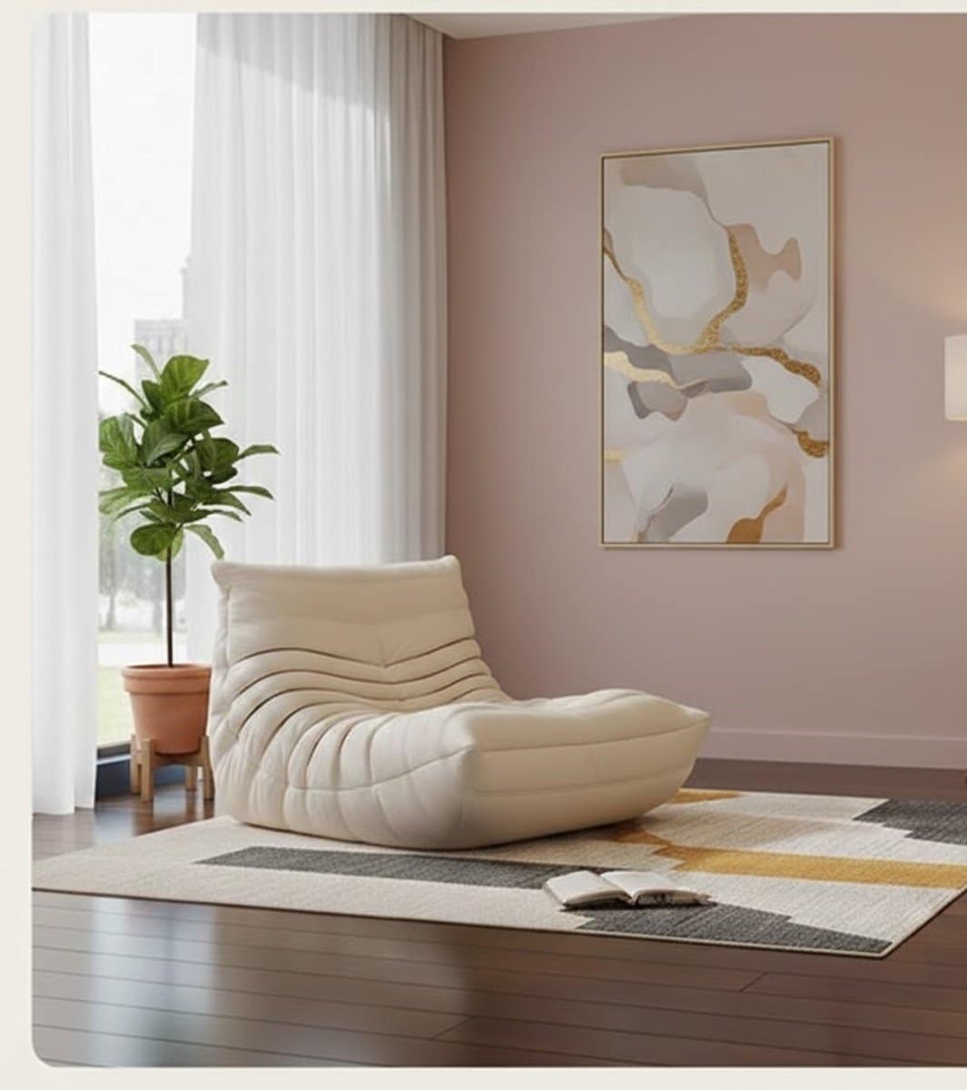 luxe rotan bank zonder armleuningen met comfortabele kussens