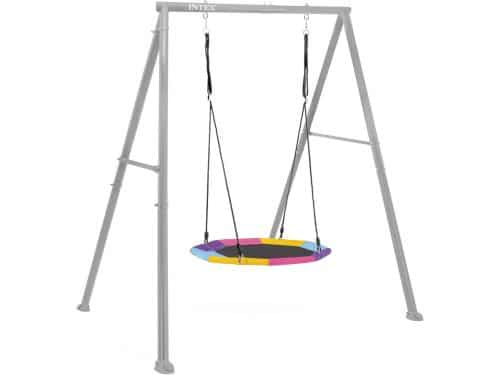 Luxe Schommelbank met Achthoekige Nestschommel - Grijs Stalen Frame