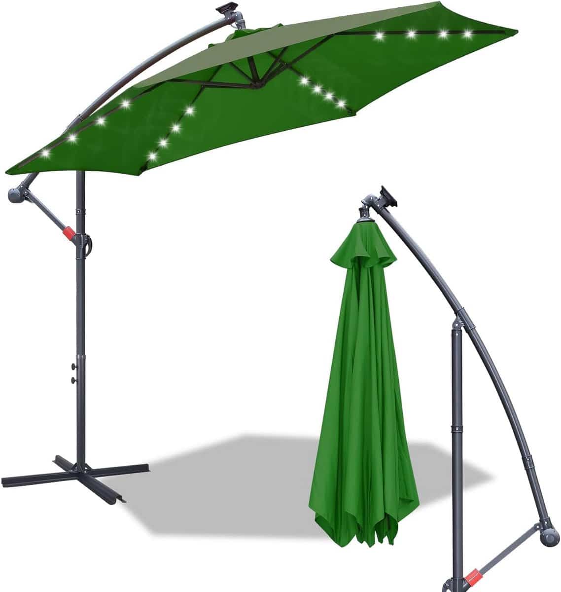 luxe zweefparasol met zonne energie led verlichting en zwengel