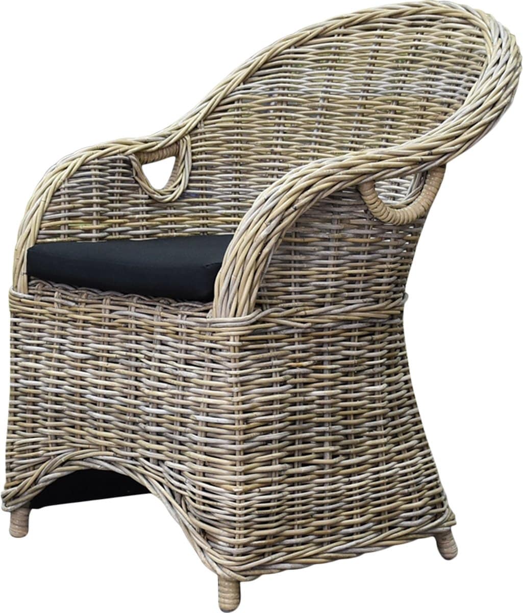macau dining tuinstoel met handgat naturel rotan olefin black