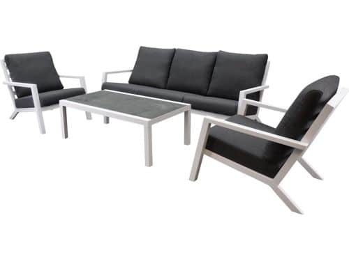 Malaga stoel-bank loungeset 4-delig wit aluminium