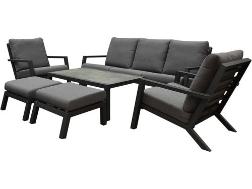 Malaga stoel bank loungeset 6 delig antraciet aluminium