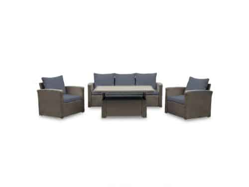 Malibu stoel-bank loungeset 5 personen | wicker + polywood | Ash Grey | 4-delig