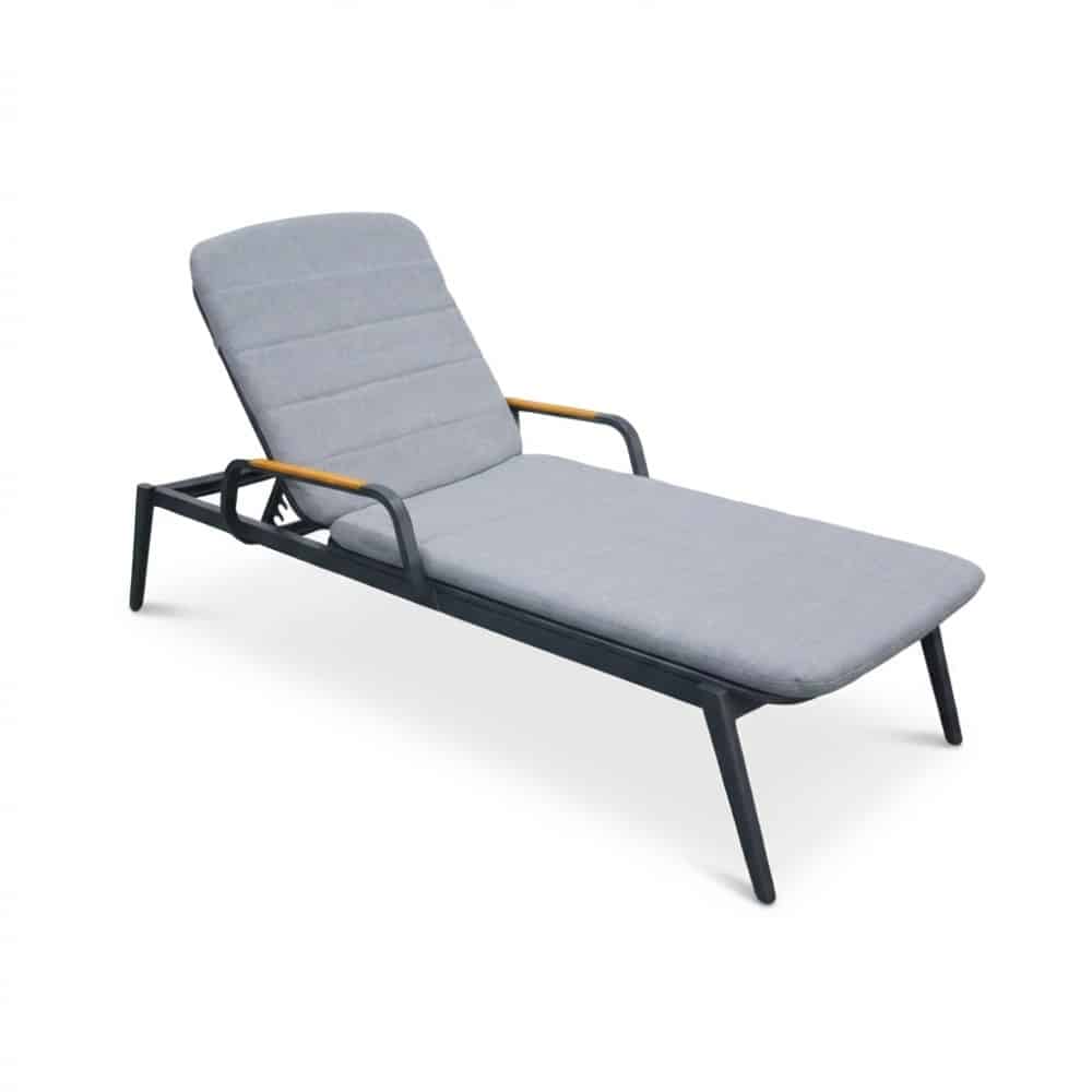 malta ligbed antraciet | aluminium + teak | antraciet | 186cm