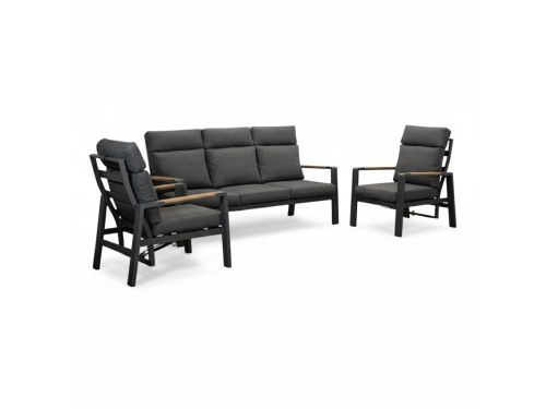 Manhattan stoel-bank loungeset - verstelbaar 4 personen | aluminium + polywood | antraciet | 4-delig