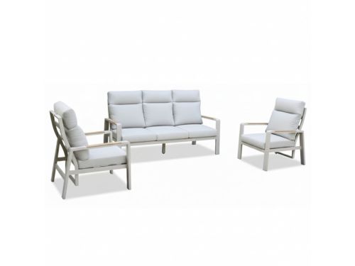 Manhattan stoel-bank loungeset - verstelbaar 5 personen | aluminium + polywood | beige | 3-delig