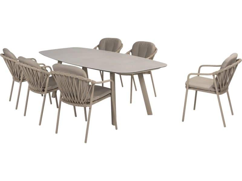 Manitoba Manolo dining tuinset 240x103xH75 cm 7 delig latte Taste