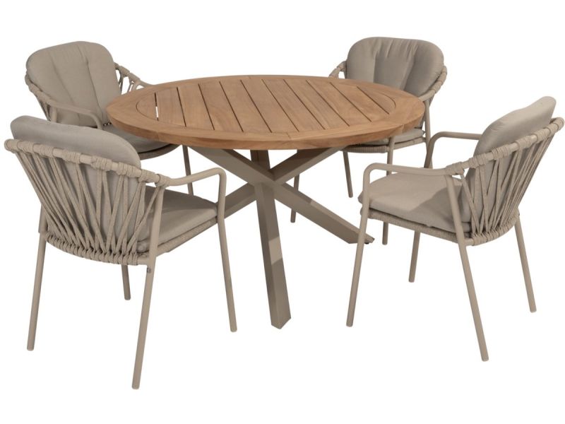 Manitoba Prado dining tuinset 130 cm rond 5 delig zand