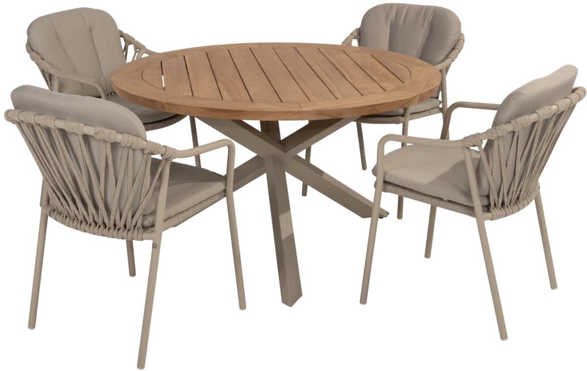 manitoba prado dining tuinset 130 cm rond 5 delig zand
