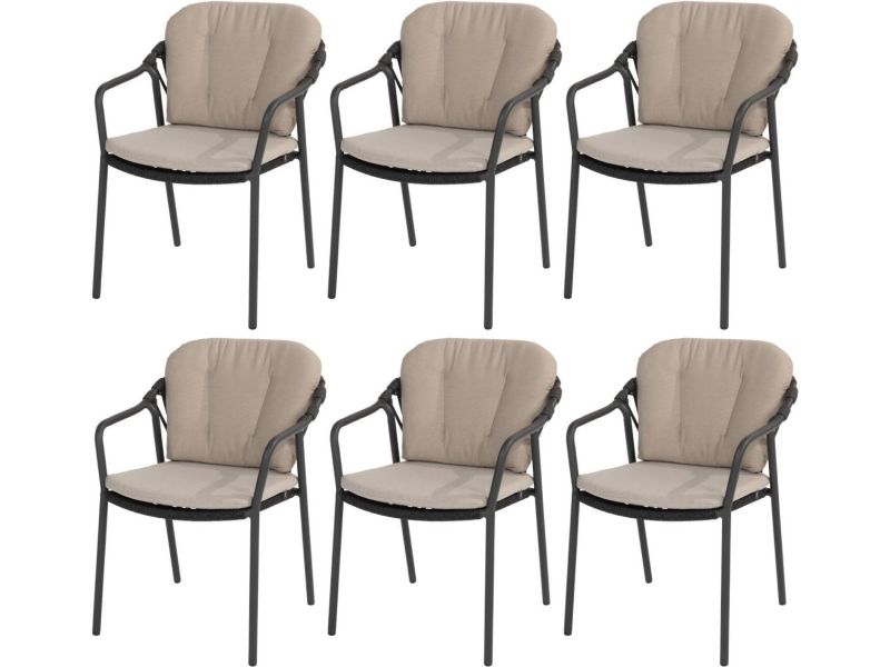 Manitoba stapelbare tuinstoel antraciet Taste 4SO set van 6