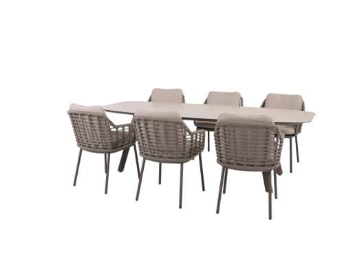 Manolo 240x103x75 cm met 6x Puglia dining stoel terre