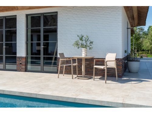 Manolo 75x75x75 cm met 2x Cortina dining stoel latte