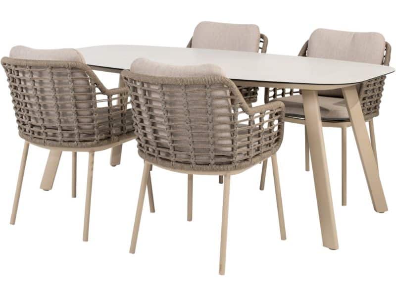 Manolo Puglia dining tuinset 180x95xH75 cm 5 delig keramiek latte