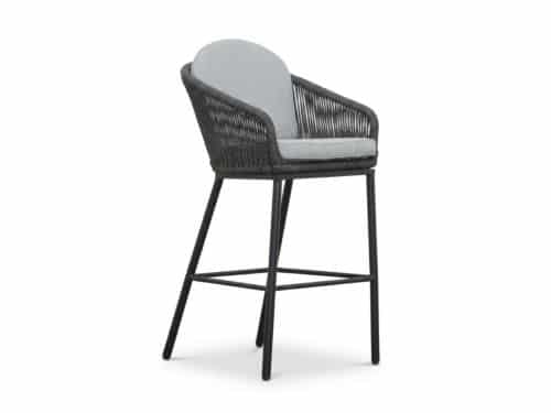 Mara dining barstoel | touw + aluminium | Stone Grey