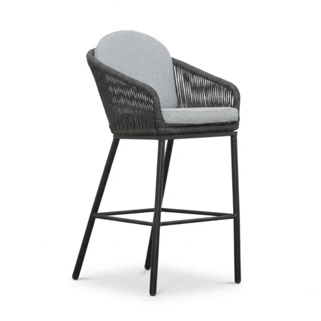 mara dining barstoel | touw + aluminium | stone grey