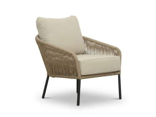 Mara low dining tuinstoel | touw + aluminium | Sahara Dust