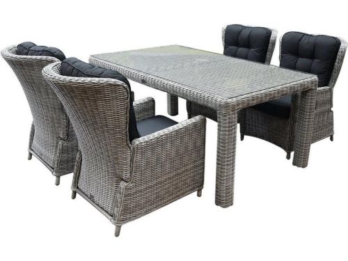 Marina lounge Bergamo dining tuinset 180x100xH75 cm 5-delig verstelbaar wit