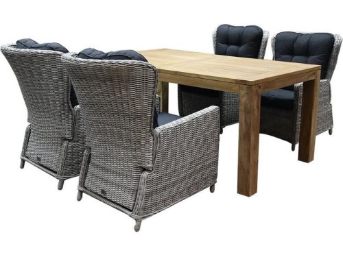 Marina lounge Krista dining tuinset 180x95xH77,5 cm 5-delig verstelbaar wit