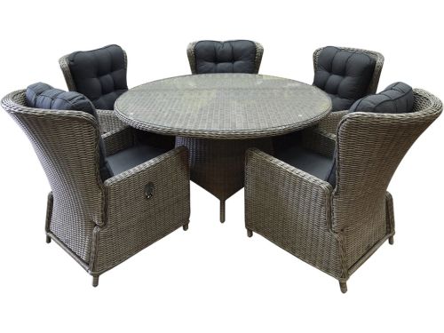 Marina Riccione dining tuinset 150 cm 6-delig grijs verstelbaar