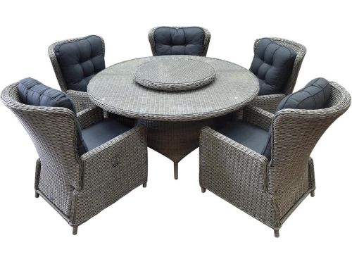 Marina Riccione dining tuinset 150 cm 7-delig grijs verstelbaar