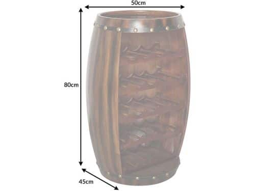 Massief wijnrek BODEGA 80cm koffiebruin grenen vat bartafel voor 23