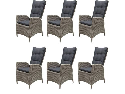 Menorca dining tuinstoel verstelbaar grijs wicker set van 6