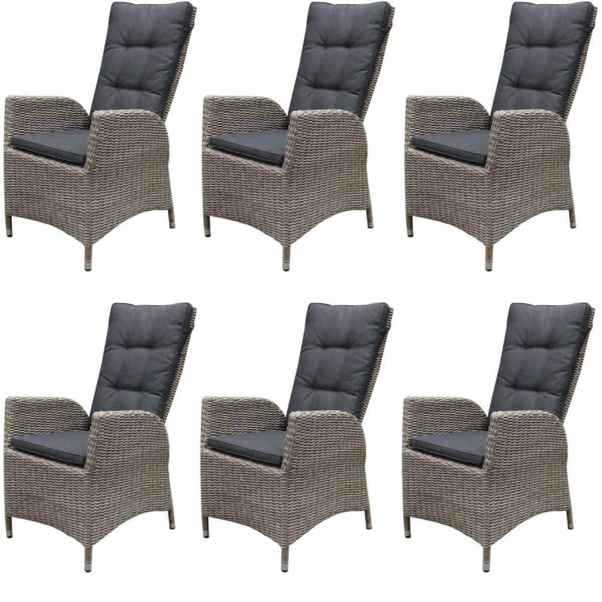 menorca dining tuinstoel verstelbaar grijs wicker set van 6