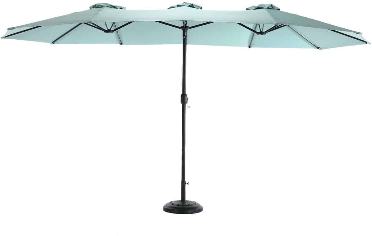 merax 4.5 meter dubbele tuinparasol rechthoekig lichtgroen met draaimechanisme zonder