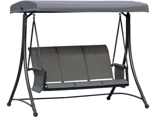 Merax Hollywoodschommel 3-zits - Tuinschommel met Verstelbaar Zonnedak - Schommelbank