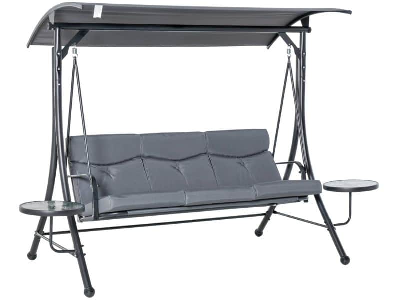 Merax Hollywoodschommel 3 Zits - Tuinschommelbank Met Verstelbaar Zonnescherm