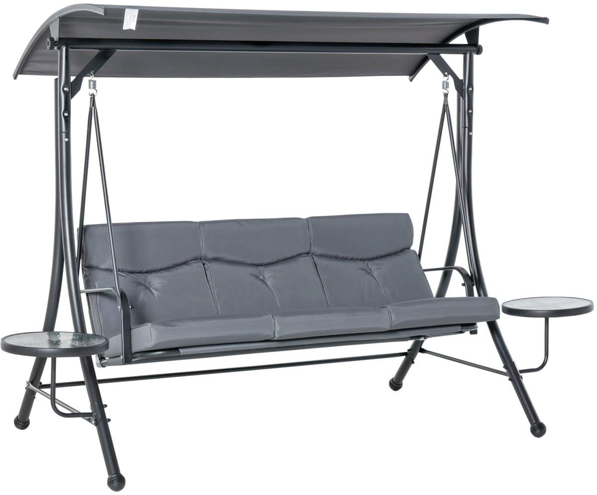 merax hollywoodschommel 3 zits tuinschommelbank met verstelbaar zonnescherm