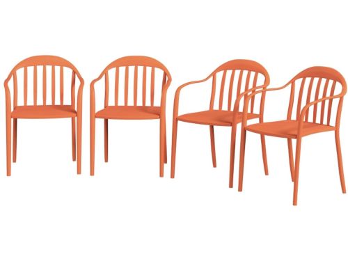 Merax Tuinstoelen 4 Stuks - Stapelbare Kunststof Stoelen Met Armleuningen