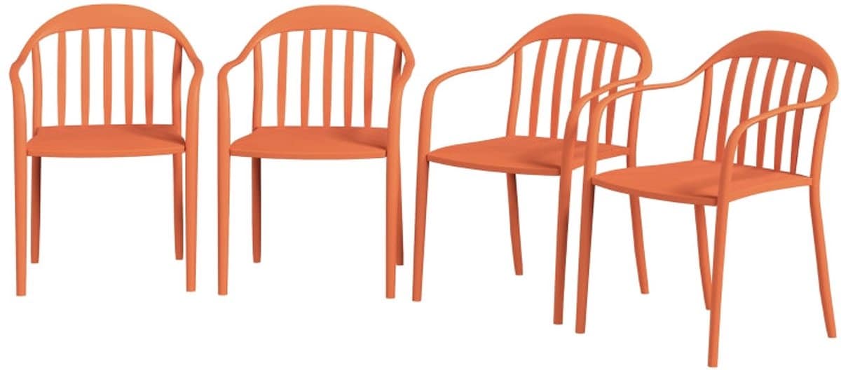 merax tuinstoelen 4 stuks stapelbare kunststof stoelen met armleuningen