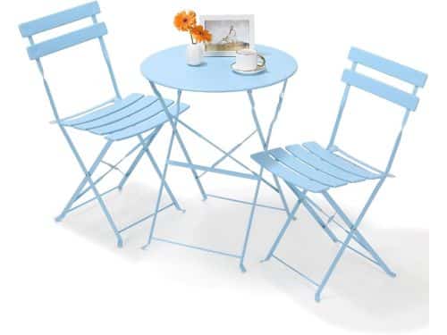 MERKLOOS-3-delige Bistroset: Inklapbare Tafel & 2 Klapstoelen voor Balkon &