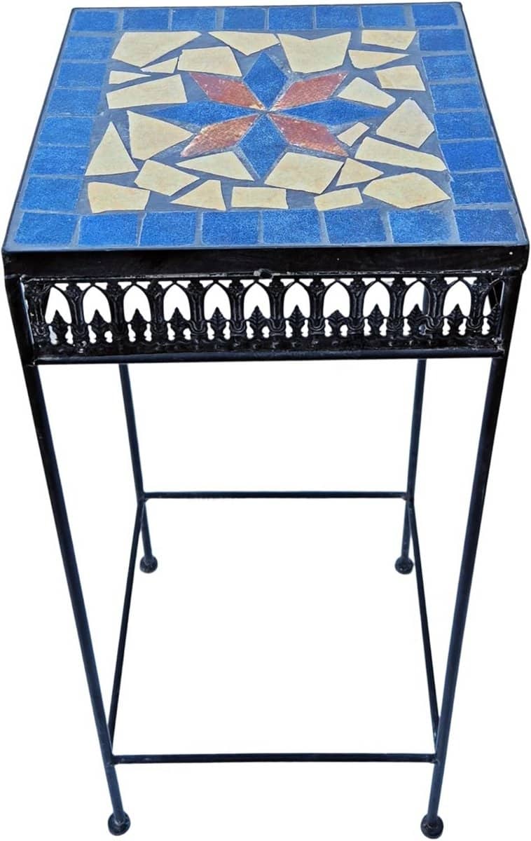 metal bijzettafel vierkant mozaïek zwart l