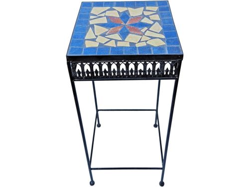 Metal bijzettafel vierkant mozaïek zwart L